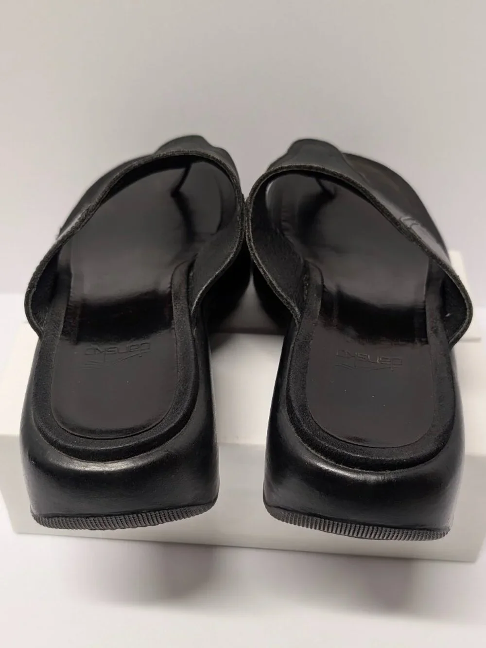 Dansko Floral Embossed Thong Sandals in Black Leather